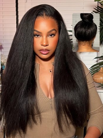 Invisi-String 360 Lace Frontal Wigs  Kinky Straight Pre Plucked Hairline Glueless Wigs