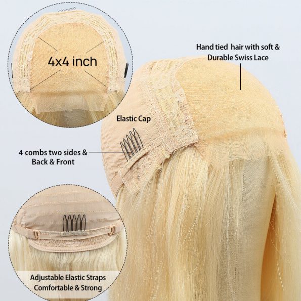 The cap construction of 613 Blonde 4x4 Closure Body Wave Hair Wigs
