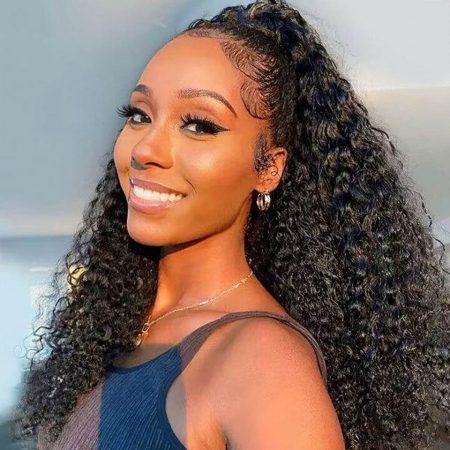 Curly Invisi-String 360 Lace Frontal Wigs Glueless Human Hair Pre Plucked & Bleached 180% Density