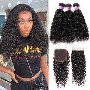 curly hair bundles with closure