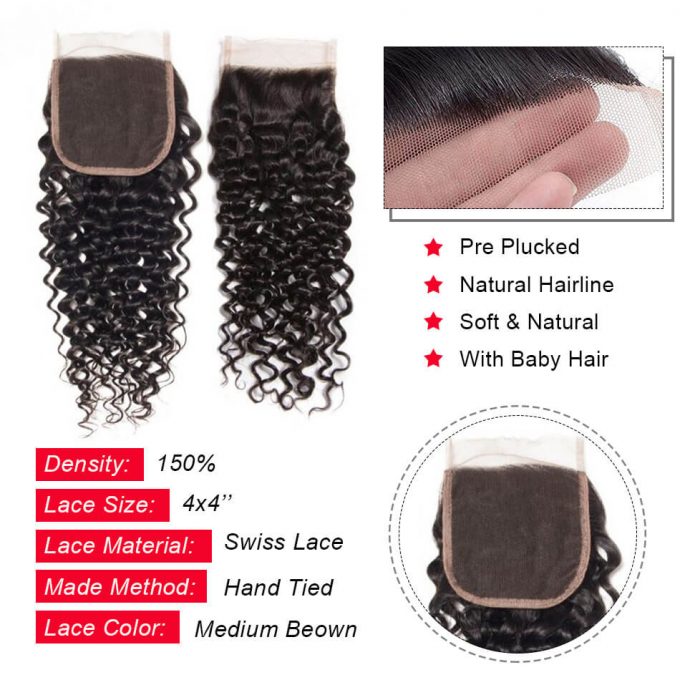curly lace closure human hair