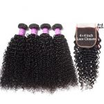 curly hair 4 bundles with closure