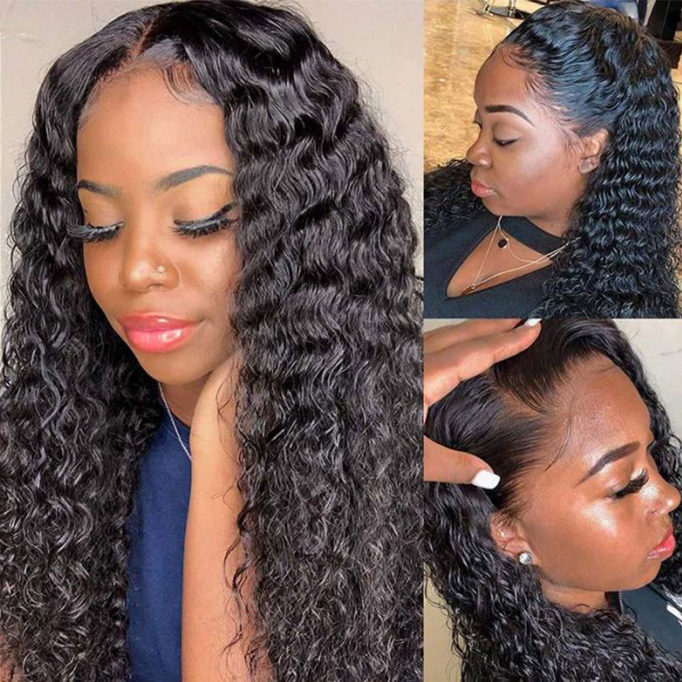 Deep Wave 360 Lace Frontal Wig Human Hair Pre Plucked Undetectable Lace Frontal Wigs