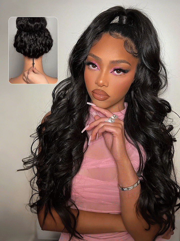 Drawstring 360 Lace Frontal Wig Pre Cut Lace Glueless Bleached Knots Body Wave Wigs