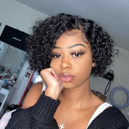 Summer Sale Pixie Wig Curly Hair Lace Front Wig 8 Inch 180% Density