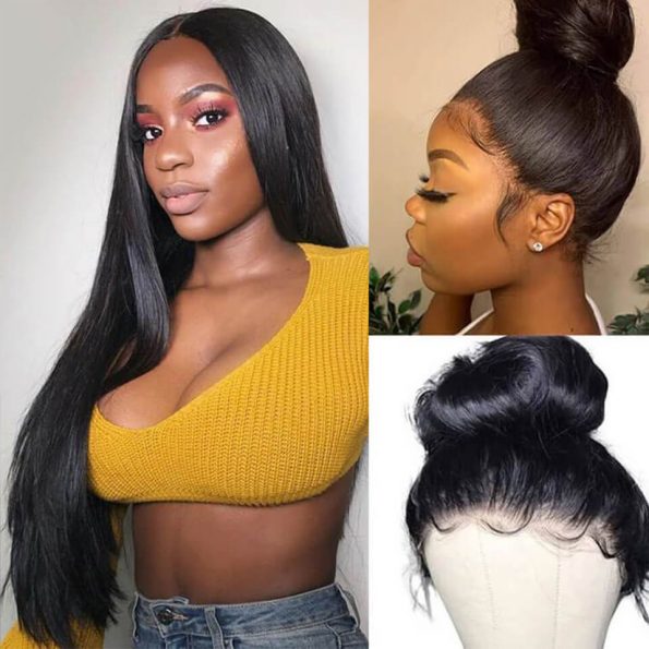Straight Hair 360 Lace Frontal Wig PrePlucked 360 Lace Wigs