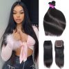 Brazilian Straight Hair Bundles With Lace Closure Virgin Hair Bundles With Closure