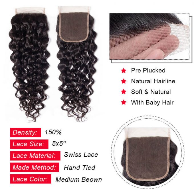 water wave lace closure deep part