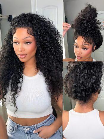 Water Wave Drawstring 360 Glueless Lace Frontal Wig 180% Density