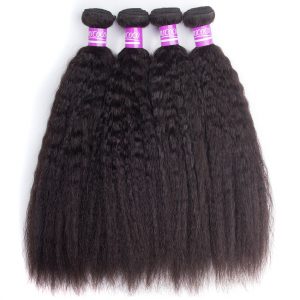 Brazilian Kinky Straight Hair Bundles Virgin Human Hair Weaves 4 Bundles