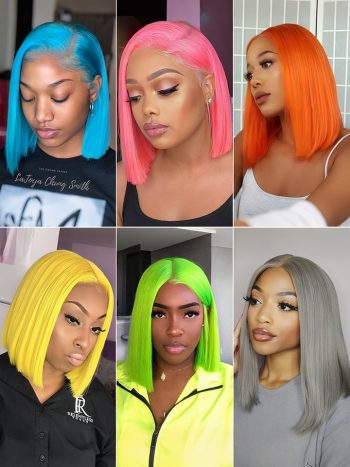 Bob Wig Straight Colored 13x4 Lace Wig 180% Denisty
