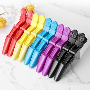 6PCS Croc Clips For Styling Sectioning Wide Teeth Double Hinged Design Alligator Styling Sectioning Clips of Professional Hair Salon Quality