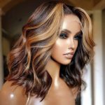 Dark Brown Wig With Honey Blonde Highlights In 5x5 And 13x4 Lace