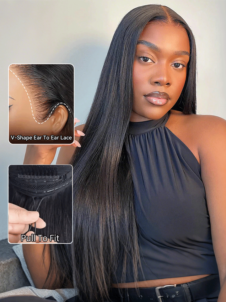 Pull Go Drawstring Glueless Wig Straight Hair 6×5 13×6 Pre-everything Human Hair Wigs