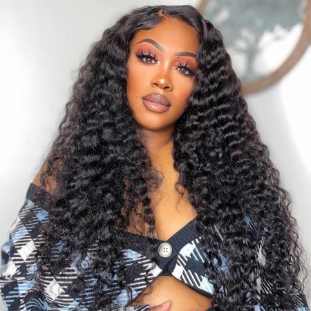 Deep Wave Pull Go Drawstring Glueless 6×5 13×6 HD Lace Human Hair Wig