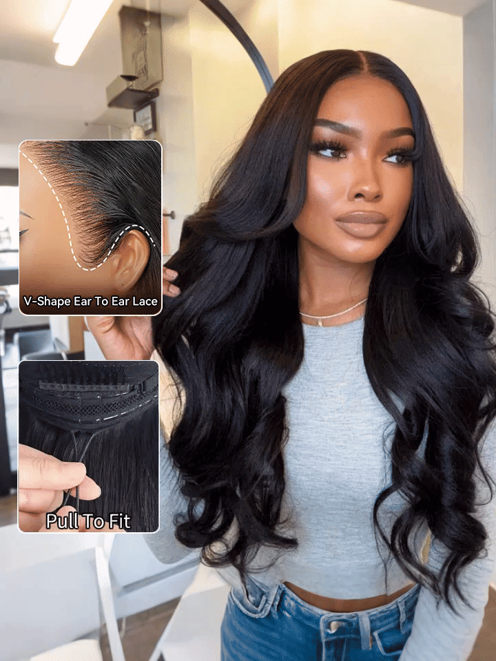 Pull & Go Drawstring Wig Loose Body Wave Glueless 6×5 13×6 HD Lace Wig Natural Hairline