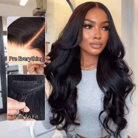 Pull & Go Drawstring Wig Loose Body Wave Glueless 6×5 13×6 HD Lace Wig Natural Hairline