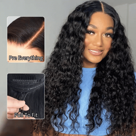 Pull & Go Glueless Wig Water Wave Ready To Go 6×5 13×6 HD Lace Human Hair Wig