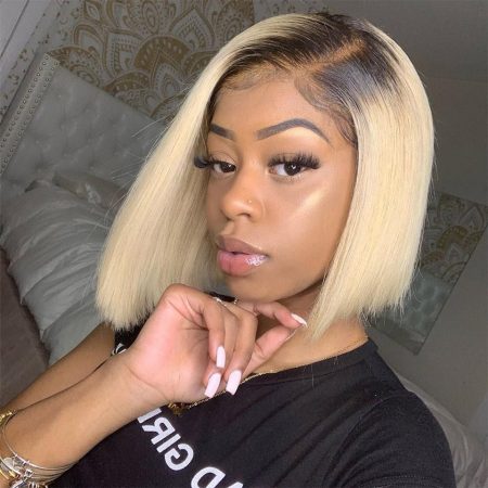 Straight Hair Lace Front Short Blonde Bob Wig