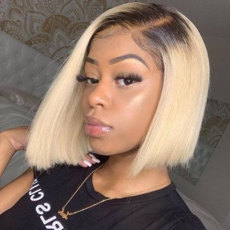 Short Bob Wig In Ombre Blonde Color