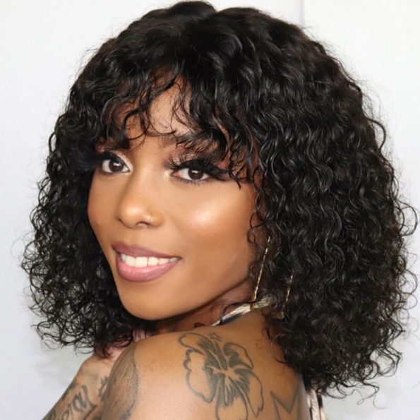 Glueless Machine Made Bob Wig With Bangs
