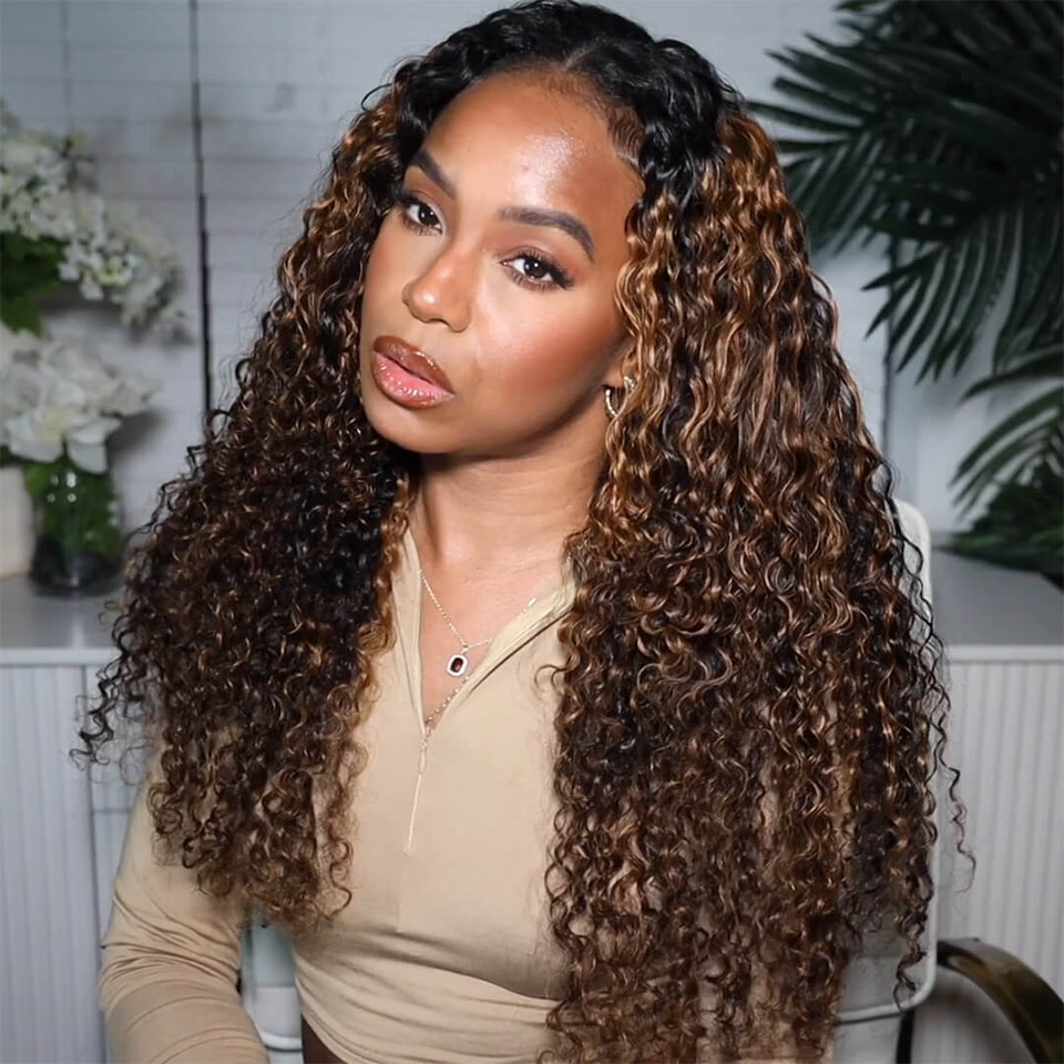 Highlight Curly Wig 5x5 13x4 Lace Front Wigs Undetectable Lace Wig