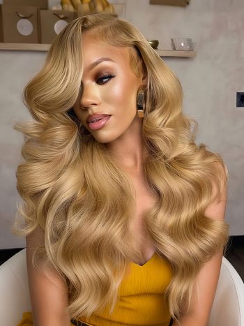 Glueless Body Wave Wig 6×5 13×4 HD Lace Front Wig Honey Blonde #27 Colored Wigs