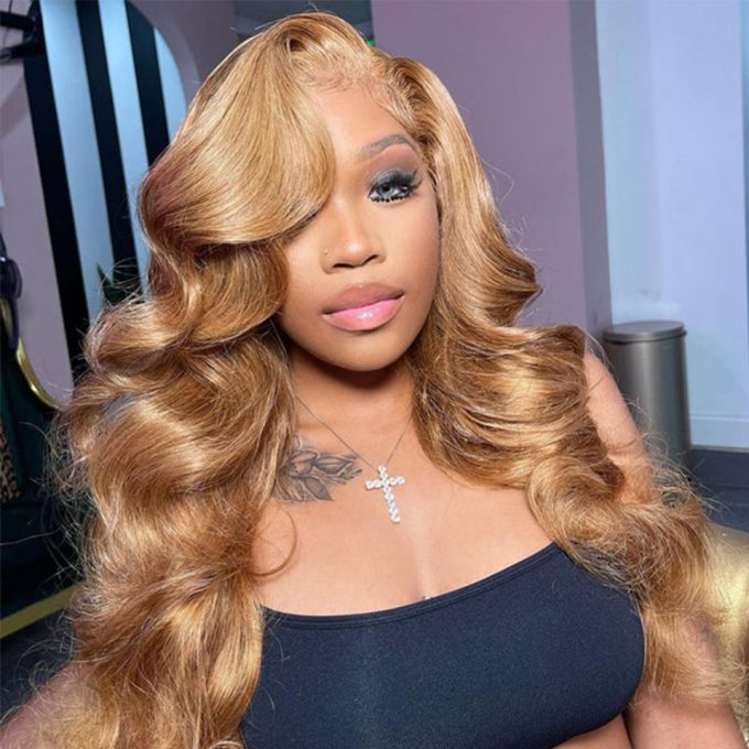 Body Wave Wig 5×5 13×4 Lace Front Wig Honey Blonde #27 Colored Wigs