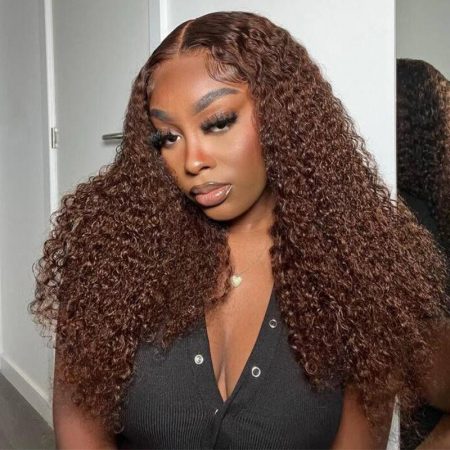 Glueless Dark Brown Color Curly 6×5 13×4 HD Lace Front Human Hair Wig 180% Density