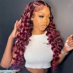 Loose Deep Wave 5x5 13x4 Lace Wig 99J Colored Wigs 180 Density