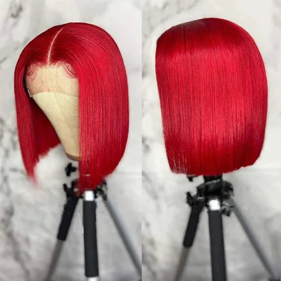 Straight Bob Wig At Affordable Price 150% Density With Red Color