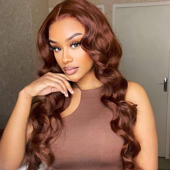 Reddish Brown Color Human Hair Wig