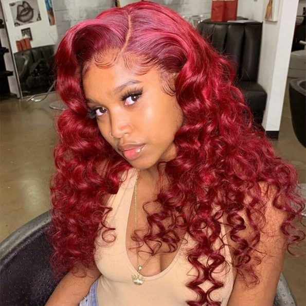 Pre Plucked 5×5 13×4 Lace Frontal Wigs 180 Density In Loose Deep Wave Hairstyle