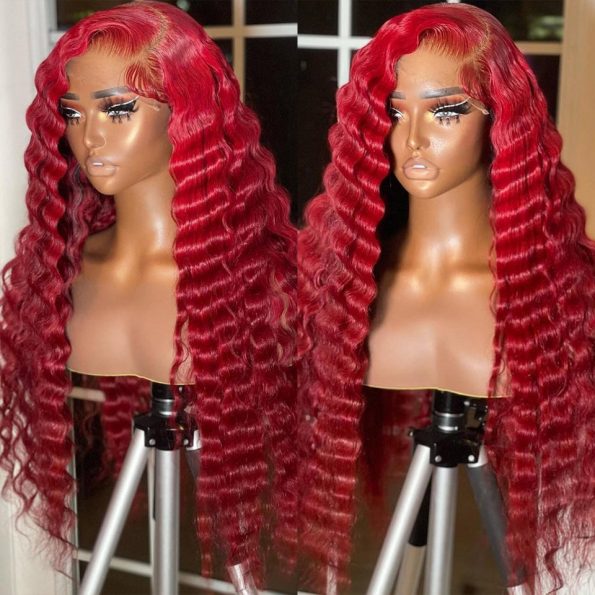 Red Human Hair Wigs Pre Plucked 5×5 13×4 Lace Wig