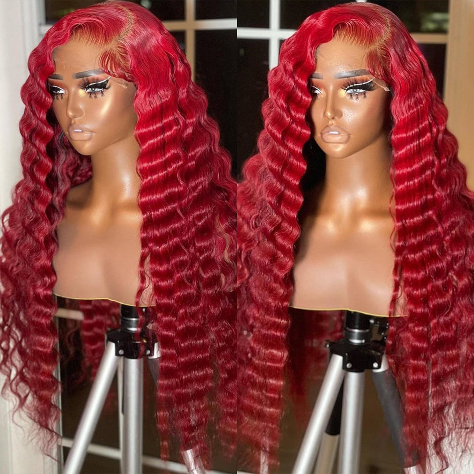 Red Human Hair Wigs Pre Plucked 5×5 13×4 Lace Wig