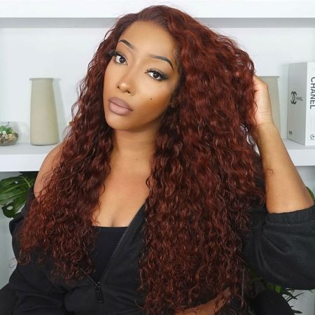 HD Lace Wig Water Wave Glueless 6x5 13x4 HD Lace Reddish Brown Colored Wigs 180% Density