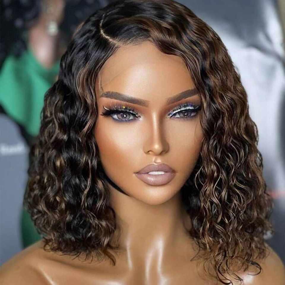 Water Wave Highlight 1B/30 Color Short Bob Wig 13x4 Lace Front Wig