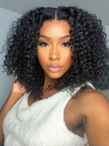 Deep Wave And Curly Hair V Part Bob Wigs Human Hair Wig Quick Install Style Wigs