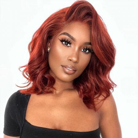 Reddish Brown Barrel Curls Wig Glueless Short Wigs 6x5 13x4 HD Lace Wig