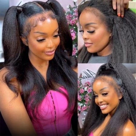 4C Edges Hairline Wig Kinky Straight 6x5 13x4 HD Lace Glueless Wigs