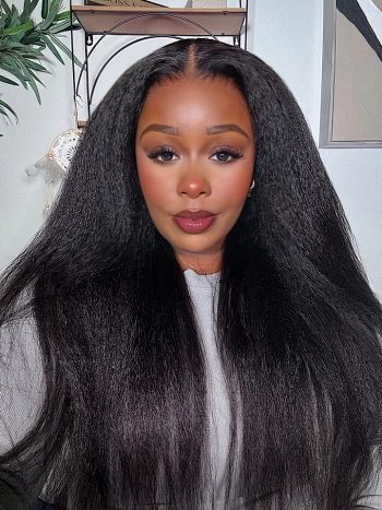 Bleached Knots Kinky Straight Wear & Go Pre-Cut Lace 6x5 Glueless Wig