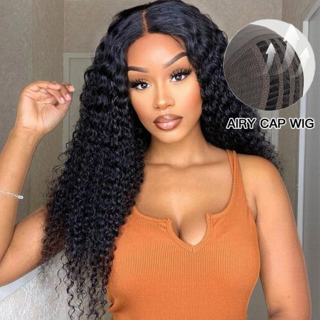 Airy Cap Curly Wear Go Wig Pre-Bleached Knots Upgraded 6x5 Plus Pre-Cut HD Lace Easy Install Wig
