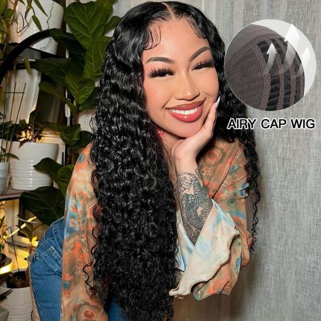 Airy Cap Deep Wave Pre-Bleached Knots Wear Go Wig 6x5 Plus Pre-Cut HD Lace Wig