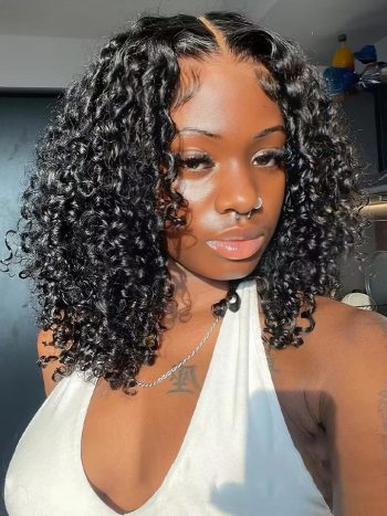 Water Wave Short Wig Bleached Knots Bouncy Curls Glueless 6x5 Pre Cut HD Lace Wig