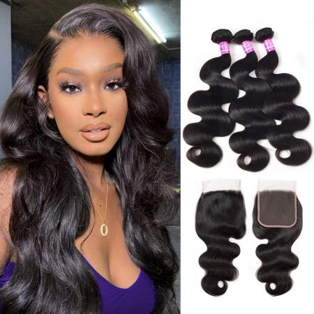 Body Wave Hair Quick Weave 3 Bundles with 5x5 HD Lace Closure Virgin Human Hair