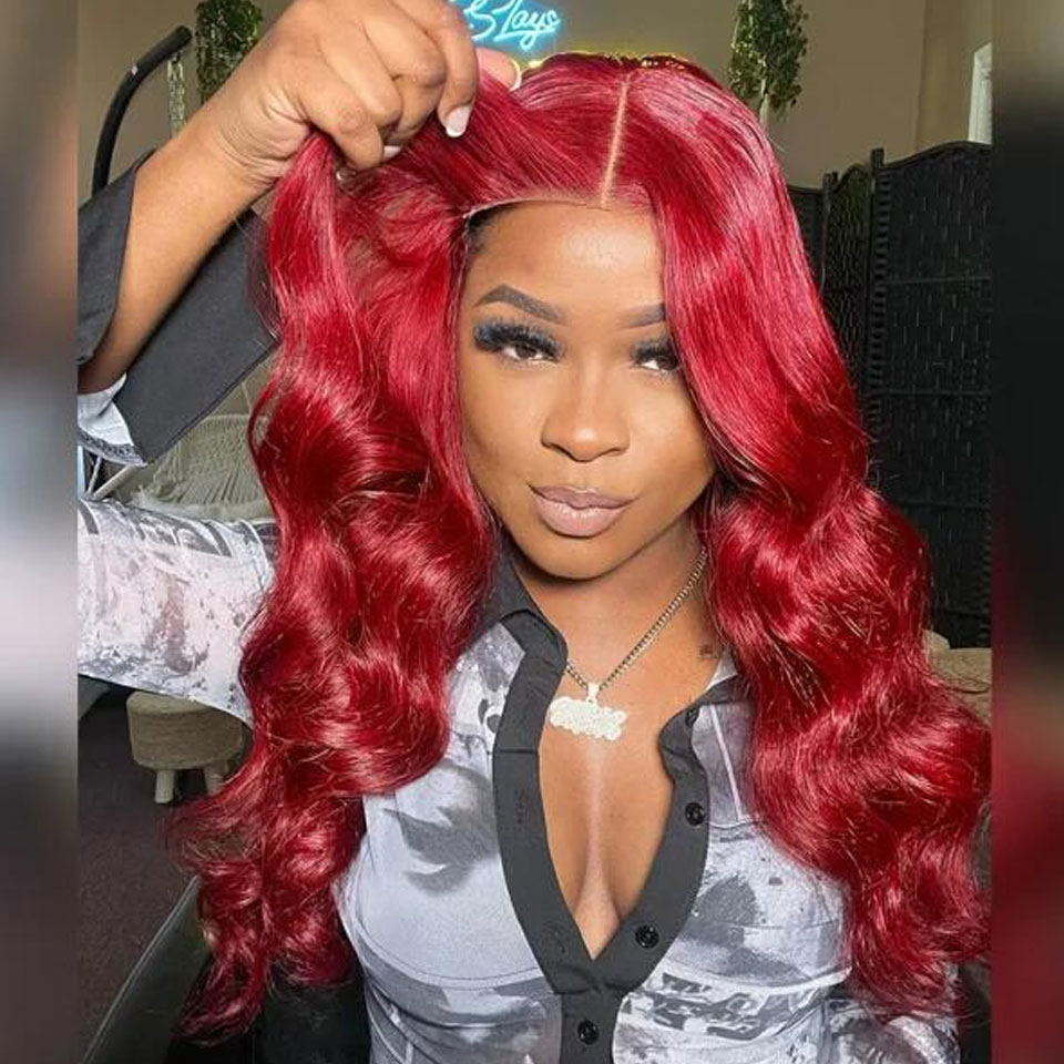 Red Color Wear Go Glueless Straight/Body Wave 6×5 HD Lace Human Hair Wig