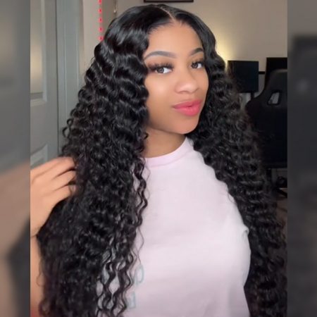 Upgraded Cap Deep Wave 6x5 Lace Wear Go Pre-Cut HD Lace & Pre-Bleached Knots Glueless Install