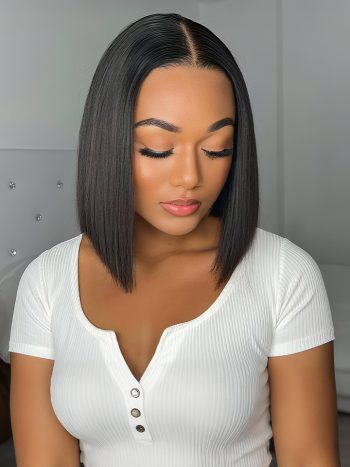 Blunt Cut Straight Bob Wig Pull & Go Glueless 6×5 Lace Raw Human Hair Wig