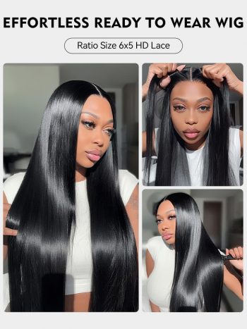 Upgraded Cap Bleached Knots Straight Wear Go 6x5 Pre-Cut HD Lace Wig
