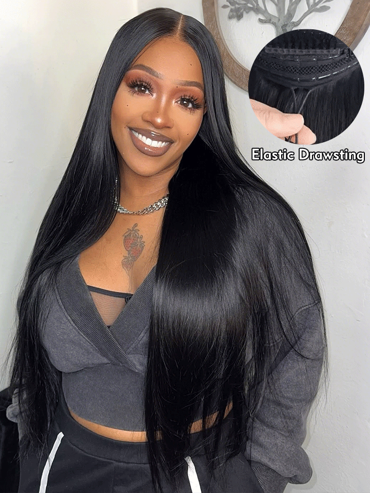 13×6 Full Frontal HD Lace Straight Hair Drawstring Glueless Wig Pre Everything